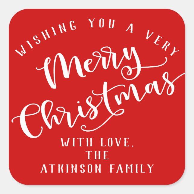 Merry Christmas Square Sticker (Front)