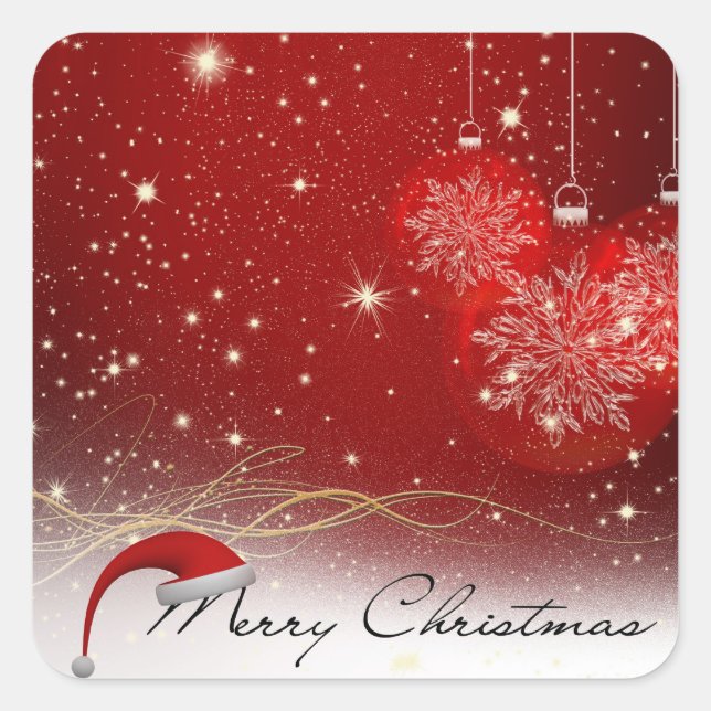Merry Christmas Square Sticker (Front)