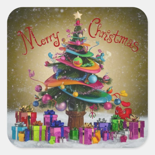 Merry Christmas Square Sticker (Front)