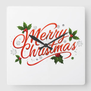 Merry Christmas  Square Wall Clock