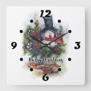 Merry Christmas  Square Wall Clock