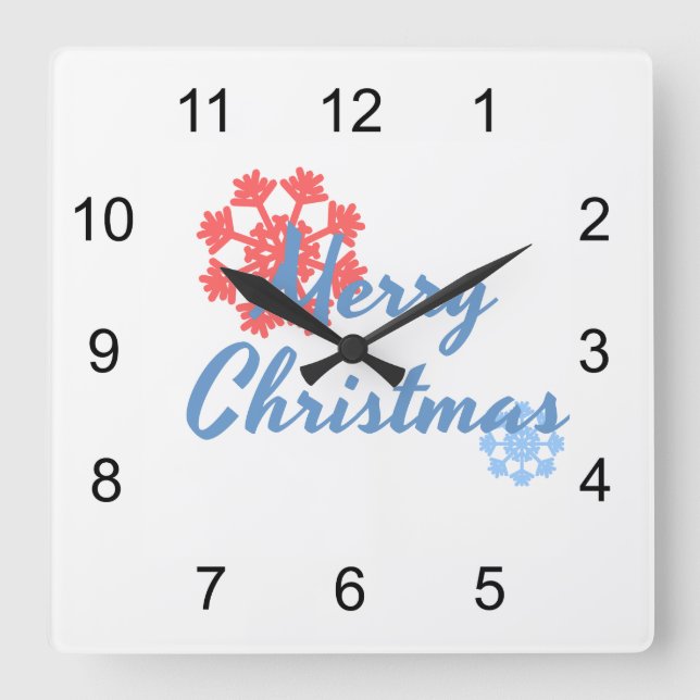 Merry Christmas Square Wall Clock (Front)