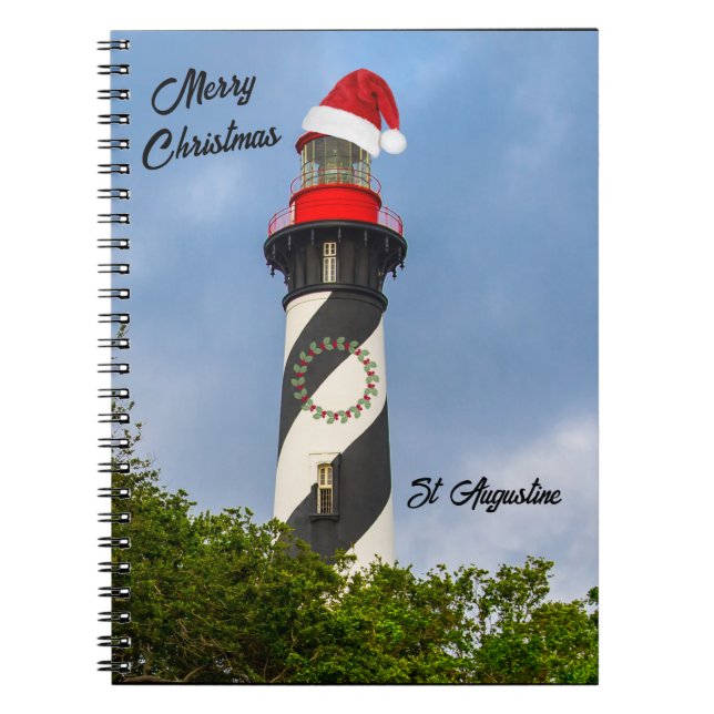Merry Christmas St Augustine Florida Lighthouse  Notebook (Front)