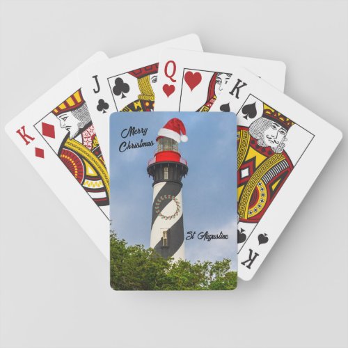 Merry Christmas St Augustine Florida Lighthouse  Poker Cards