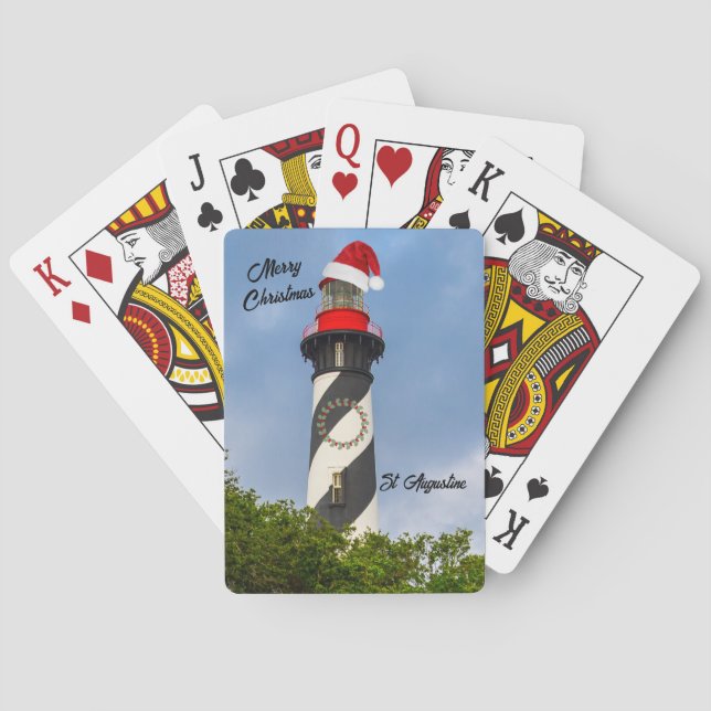 Merry Christmas St Augustine Florida Lighthouse  Poker Cards (Back)