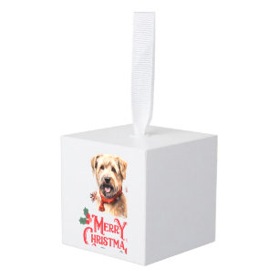 Merry Christmas Staffordshire Bull Terrier Cube Ornament