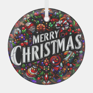 Merry Christmas Stained Glass Ornament