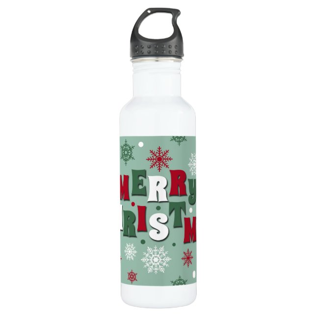 Merry Christmas Stainless Steel Water Bottle (Front)