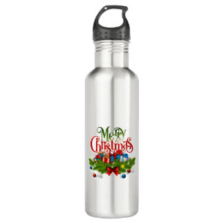 merry christmas stainless steel water bottle