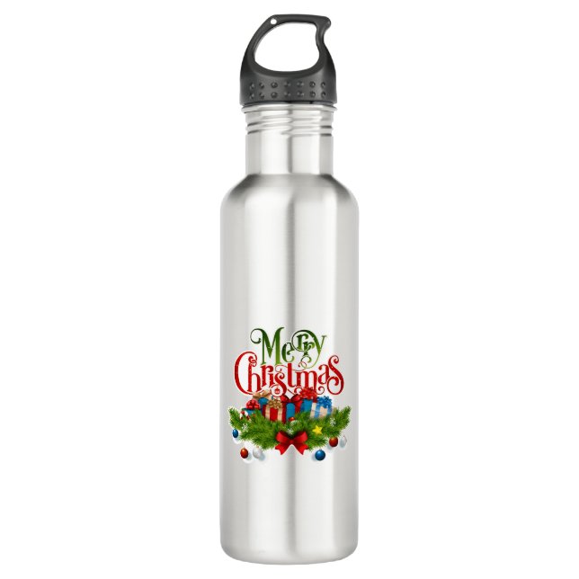 merry christmas stainless steel water bottle (Front)