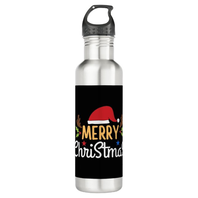 Merry Christmas Stainless Steel Water Bottle (Front)