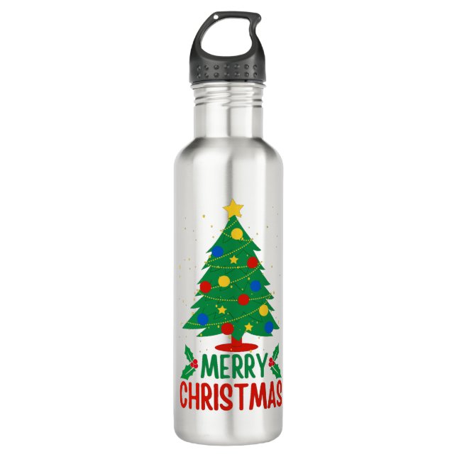 Merry Christmas Stainless Steel Water Bottle (Front)