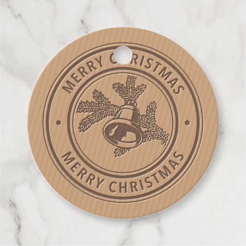 Merry Christmas Stamped Circle Favor Tags