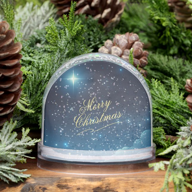 Merry Christmas Star Add Photo Snow Globe (Winter)