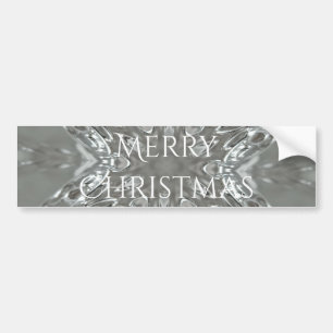 Merry Christmas Star Antique Silver Gray Bumper Sticker