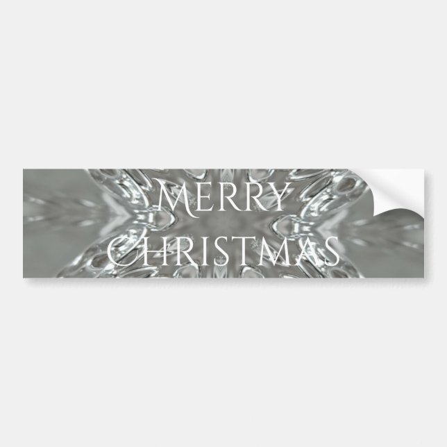 Merry Christmas Star Antique Silver Gray Bumper Sticker (Front)