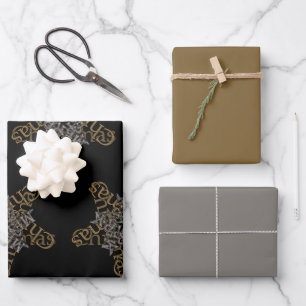 Merry Christmas Star Calligraphy Small Motif Wrapping Paper Sheets