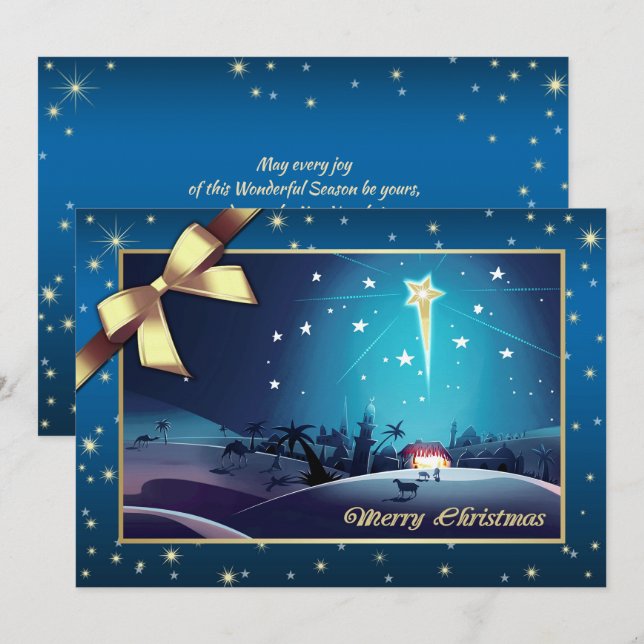 Merry Christmas. Star of Bethlehem Holiday Card (Front/Back)