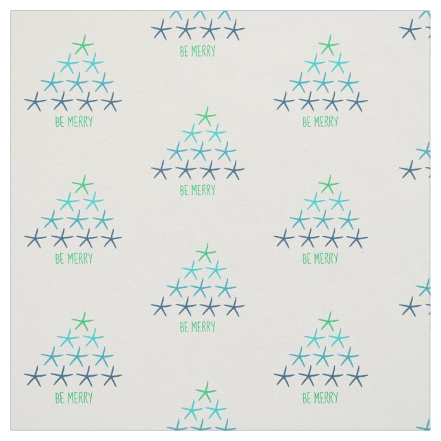 Merry Christmas Starfish Fabric (Swatch)