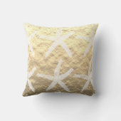 Merry Christmas Starfish Pattern Golden Foil Beach Throw Pillow (Back)