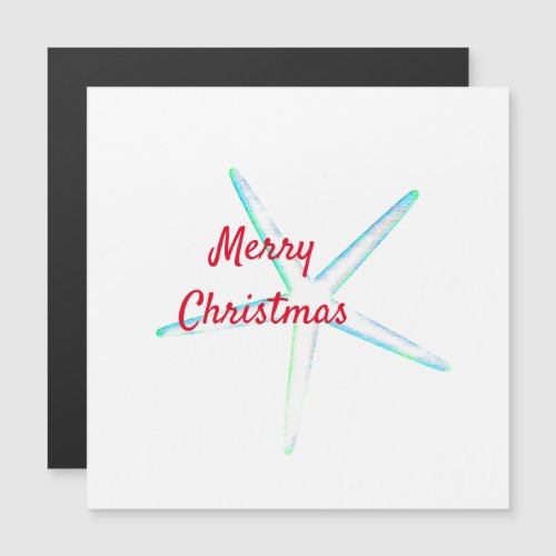 Merry Christmas Starfish Pattern Teal Blue Red