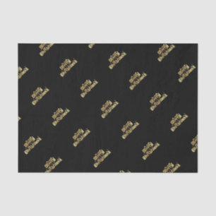 Merry Christmas Starry Black Gold Typography Tissue Paper