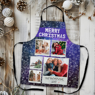 Merry Christmas Starry Night 5 Photo Family Gift Apron