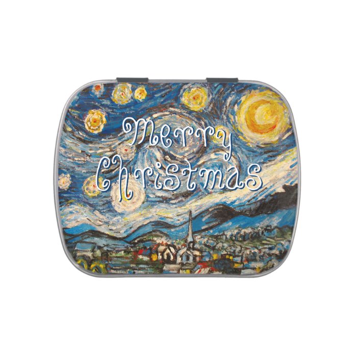 Merry Christmas Starry Night after Van Gogh Jelly Belly Tins