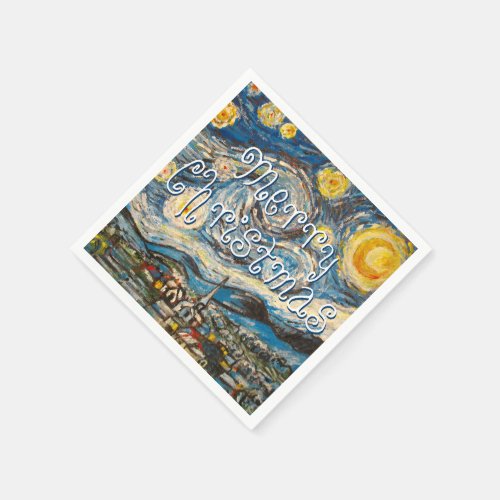Merry Christmas Starry Night after Van Gogh Paper Napkins