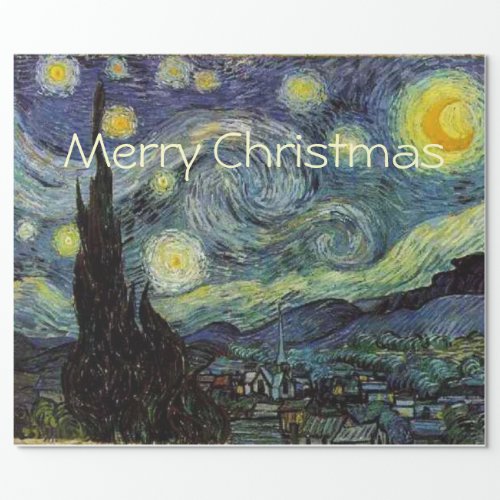 Merry Christmas Starry Night by Vincent van Gogh Wrapping Paper