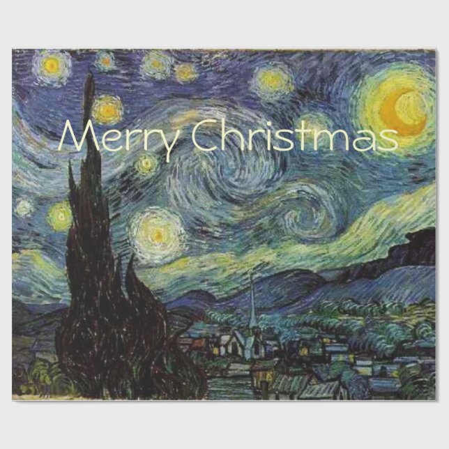 Merry Christmas Starry Night by Vincent van Gogh. Wrapping Paper (Flat)