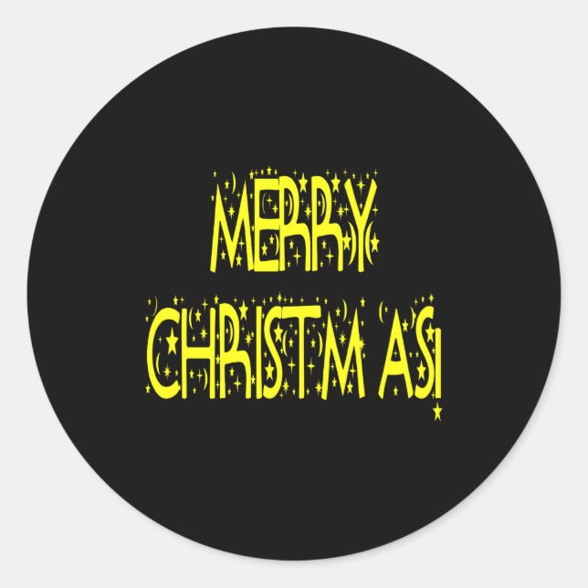 Merry Christmas Starry Night Font Girls Boys  Classic Round Sticker (Front)