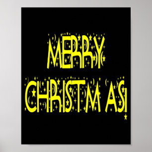 Merry Christmas Starry Night Font Girls Boys Poster