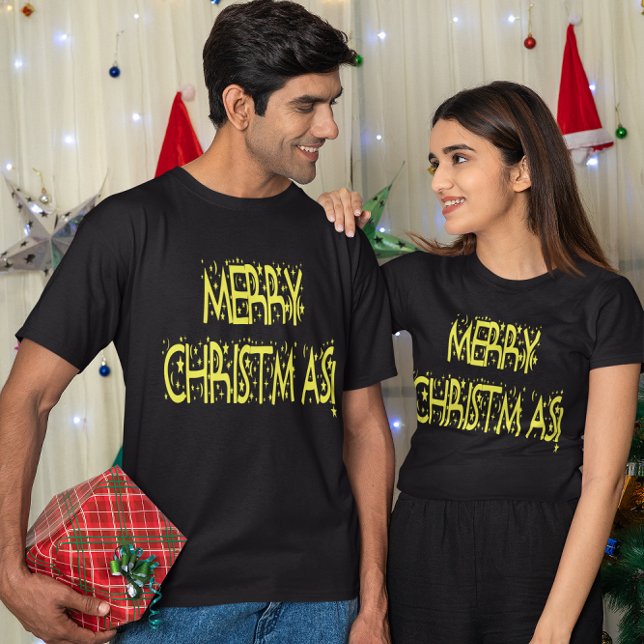 Merry Christmas Starry Night Font T-Shirt (Merry Christmas Starry Night Font T-Shirt)
