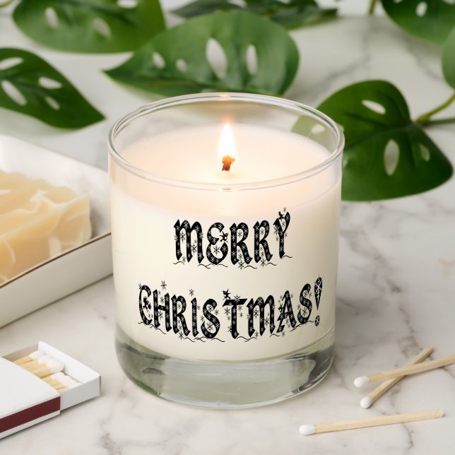 Merry Christmas Starry Night Holiday Font Scented Candle (Lit)
