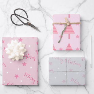 Merry Christmas Stars Christmas Trees Christmas Wrapping Paper Sheets