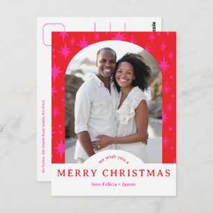 MERRY CHRISTMAS Stars Holiday CUSTOM Arch PHOTO Postcard