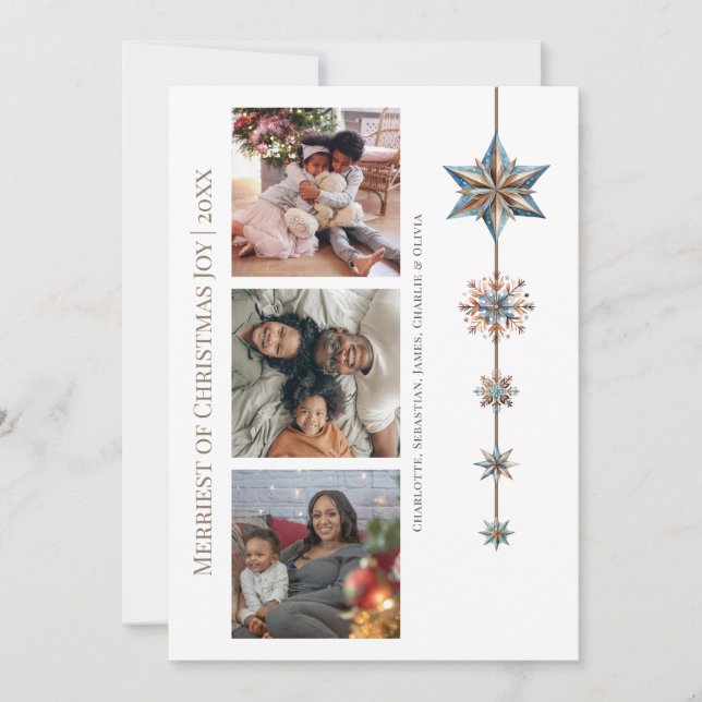 Merry Christmas Stars Personalized Photo  Holiday Card (Front)