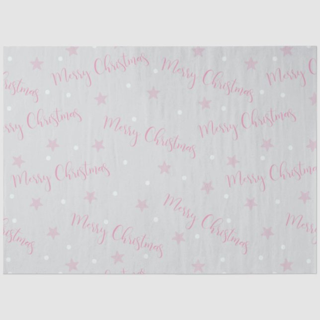Merry Christmas Stars Pink Green Christmas Tissue Paper (Front)
