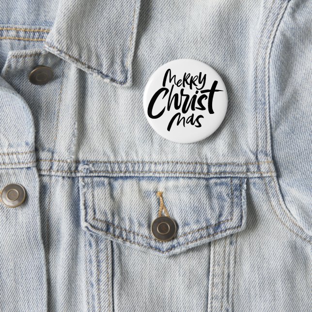 Merry CHRISTmas Statement Lettering Religious Button (In Situ)