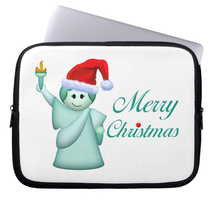 Merry Christmas Statue Of Liberty Laptop Computer Sleeve