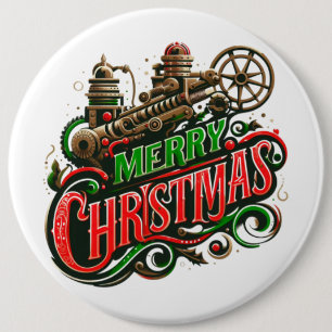 Merry Christmas steampunk Button