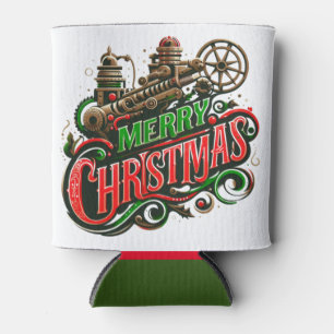 Merry Christmas steampunk Can Cooler