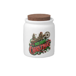 Merry Christmas steampunk Candy Jar
