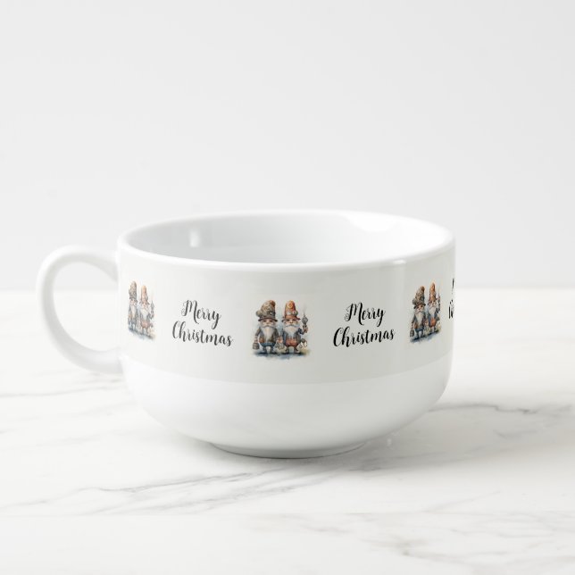 Merry Christmas Steampunk Gnomes Soup Mug (Right)
