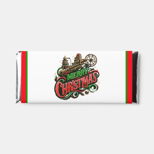 Merry Christmas steampunk Hershey Bar Favors (Front)