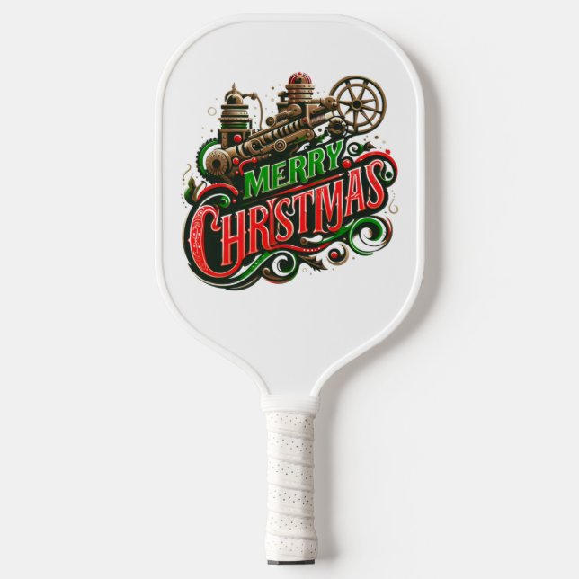 Merry Christmas steampunk Pickleball Paddle (Front)