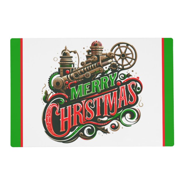 Merry Christmas steampunk Placemat (Front)