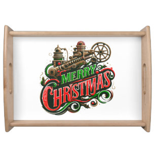 Merry Christmas steampunk Serving Tray