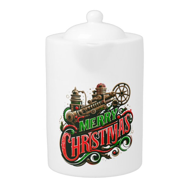 Merry Christmas steampunk Teapot (Front)